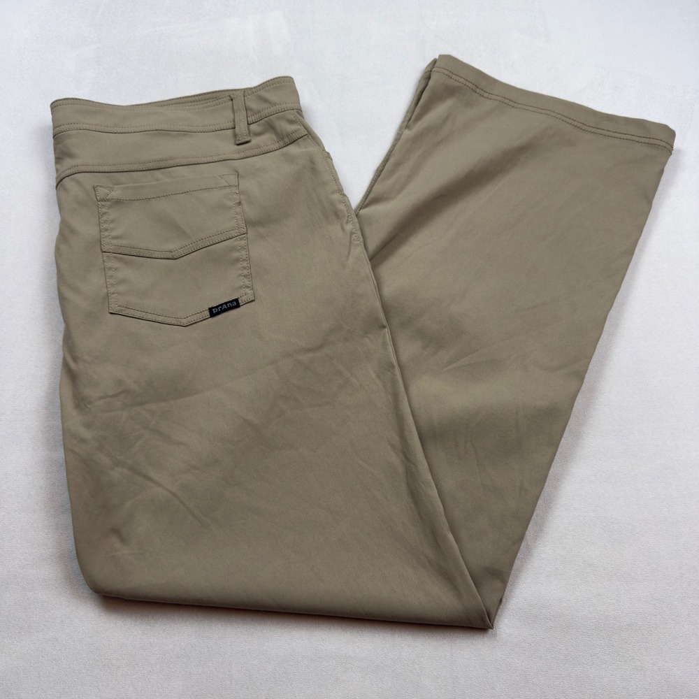 Prana Brion‎ Pant II Mens 42x32 Slim Fit Khaki Tan Stretch Hiking M4BN32312